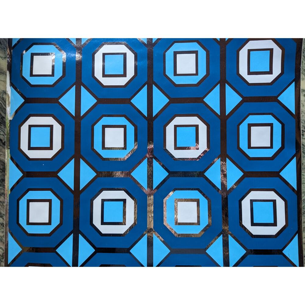 SALE Vintage 1970's Metallic Blue Graphic CON-TACT Self-Adhesive Shelf WALLPAPER